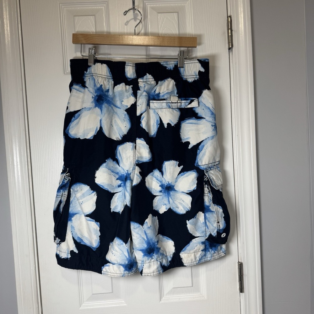 VTG Abercrombie Fitch Swim Trunks Y2K Mens Medium Blue Floral Baggy Shorts - Picture 4 of 9